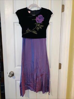 VTG 90s Velvet Gown w/ Color Shift Skirt